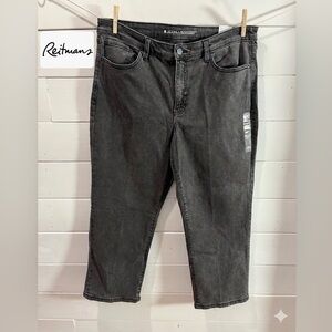 R JEANS Classic Straight Black Denim – Size 34 Petite (NWT)